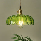 Vintage Flower Pendant Lamp | Coloured Glass Hanging Light