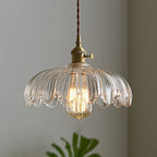 Vintage Flower Pendant Lamp | Coloured Glass Hanging Light