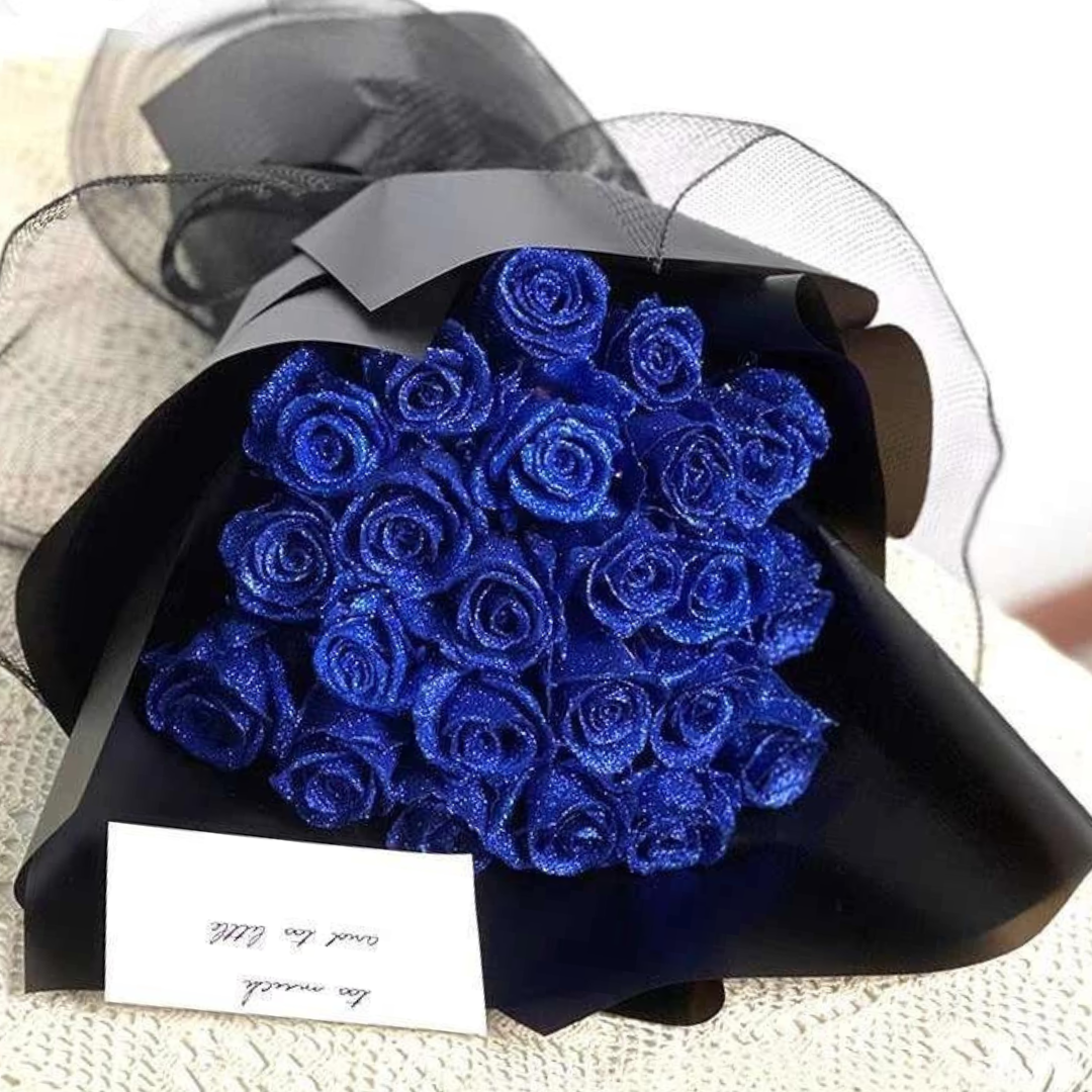 Sparkling Everlasting Rose Bouquet - Romantic Artificial Flowers