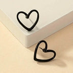 Glossy Hollow Heart Design Stud Earrings