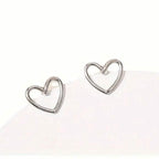 Glossy Hollow Heart Design Stud Earrings