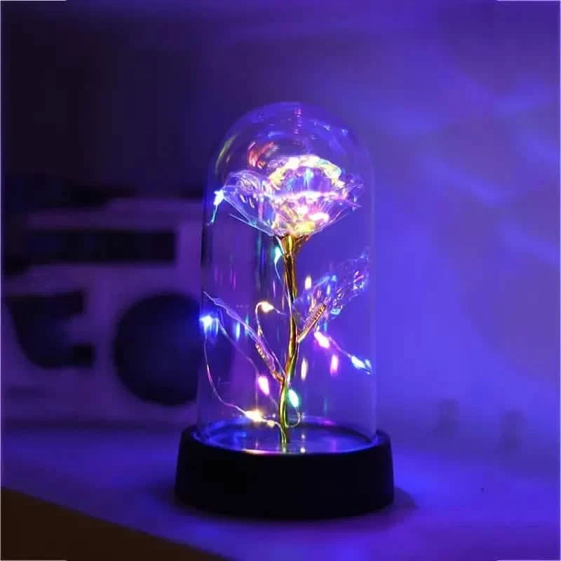 Golden Foil Rose Flower Lamp, Decorative Light Ornament