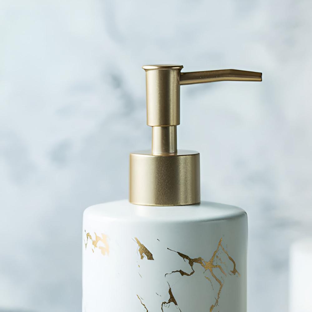 Marble Finish Soap Dispenser with Gold Accents