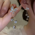 Golden-Tone Alloy Zirconia Dangle Earrings