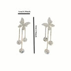 Golden-Tone Alloy Zirconia Dangle Earrings