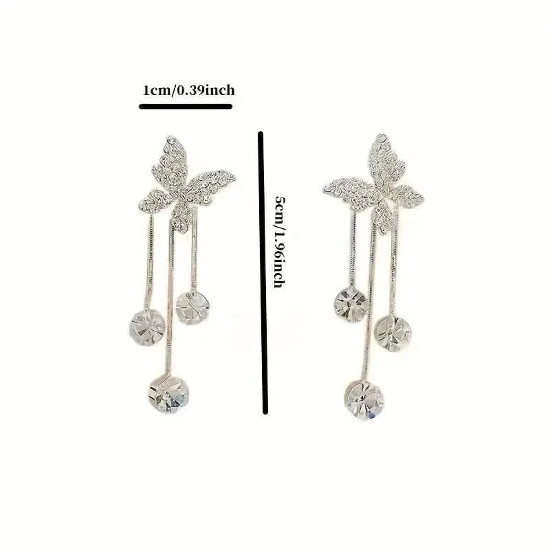 Golden-Tone Alloy Zirconia Dangle Earrings