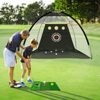 Golf Training Aids Driving Hitting Nets with Tri-Turf Golf Mat Target Cloth 10 Golf Balls 7 Golf Tees 2 Rubber Golf Tee Holders Carry Bag for Indoor Outdoor Sports