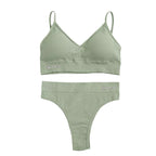 Talmont Seamless Ribbed Bra & Panty Set – Soft, Stretchy Lounge Lingerie with Removable Pads