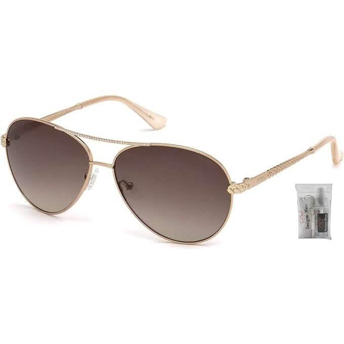 GUESS GU7470-S Pilot Sunglasses for Women + BUNDLE with Designer iWear Eyewear Care Kit (Refurbished)