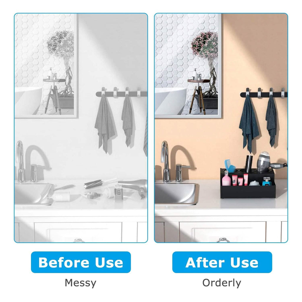 Hair Dryer Organizer with 3 Stainless Steel Cups