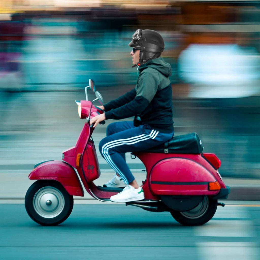 Half Motorcycle Helmet with Pilot Goggles