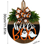 Halloween Round Wooden Board Front Door Decoration Wreath