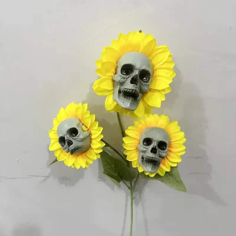 Halloween Sunflower Skull Head Garden Decoration