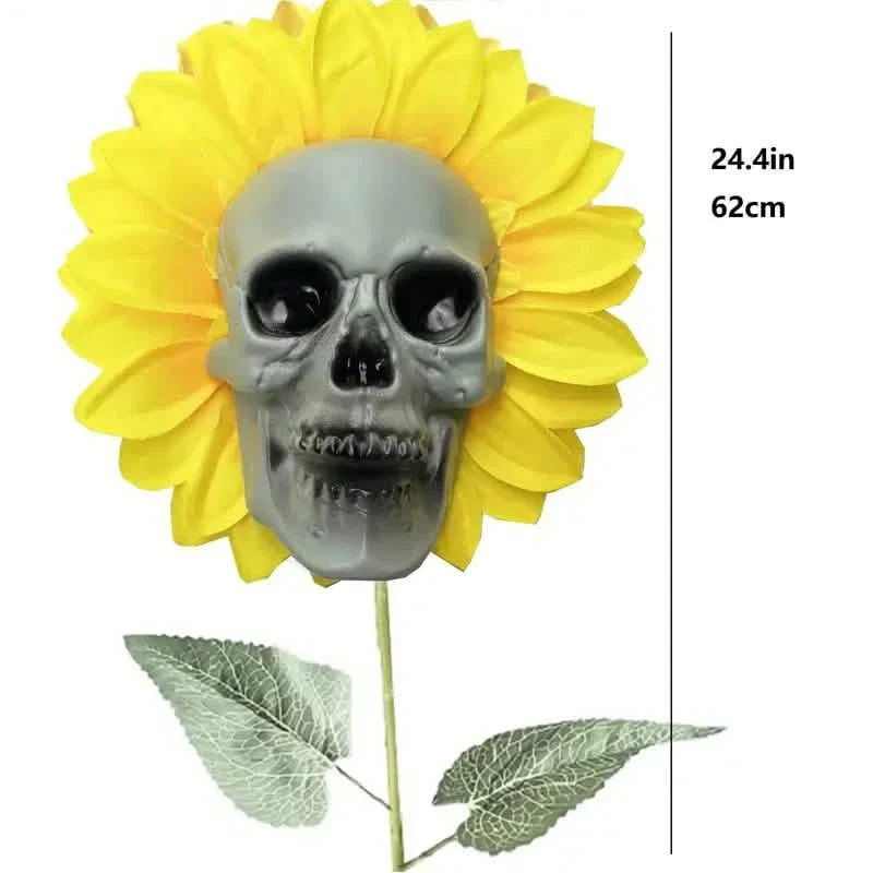 Halloween Sunflower Skull Head Garden Decoration