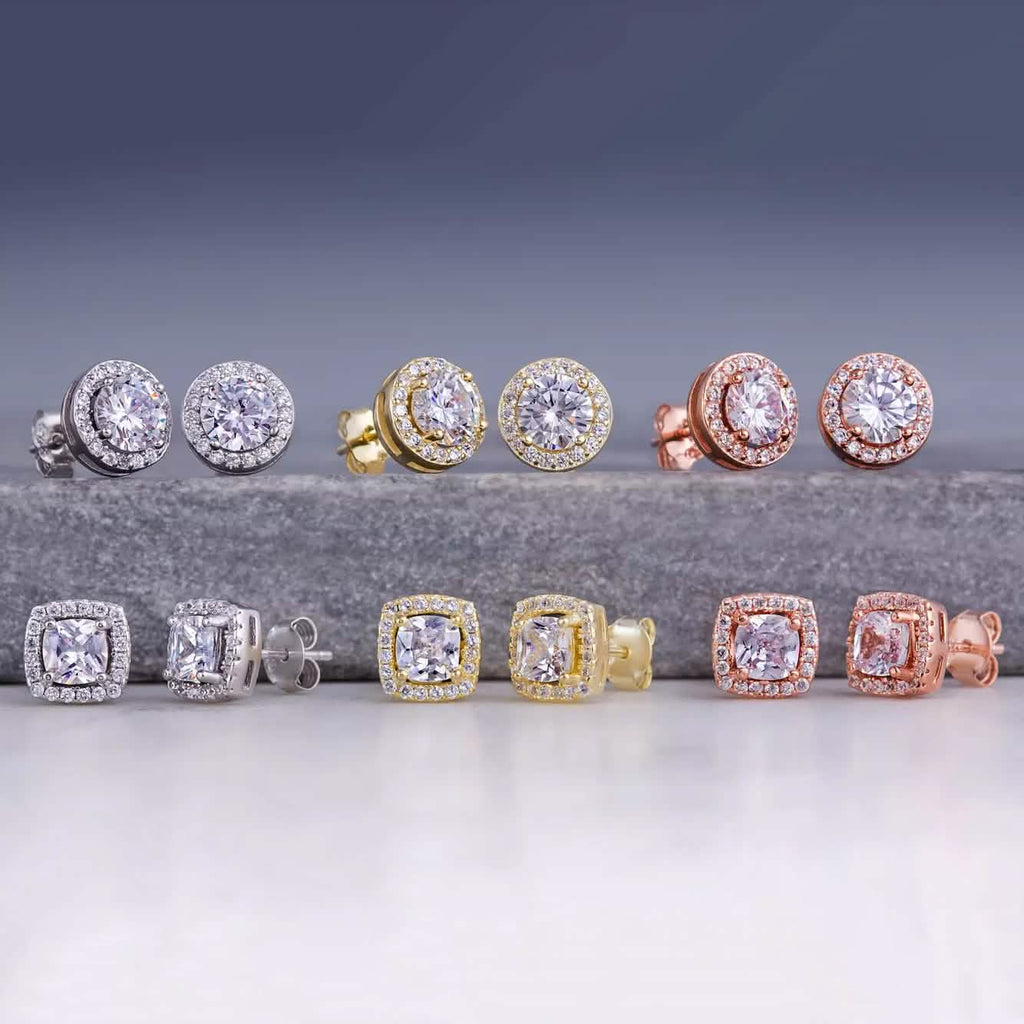 Halo Diamond Stud Earrings