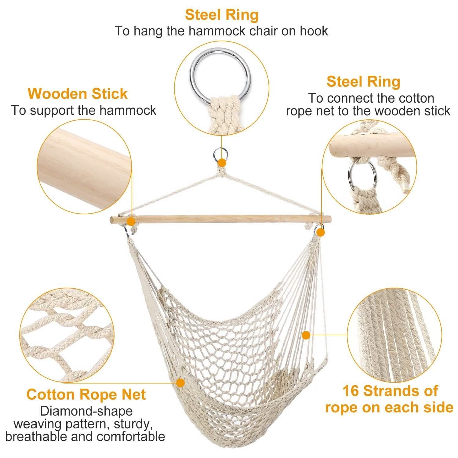 Hammock Chair Hanging Rope Seat
