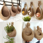 Jute Boho Wall Basket Organizer