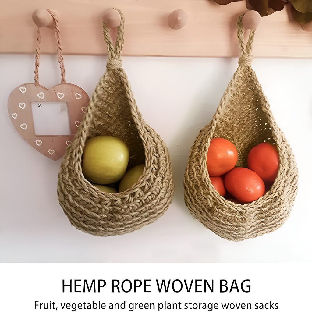 Jute Boho Wall Basket Organizer