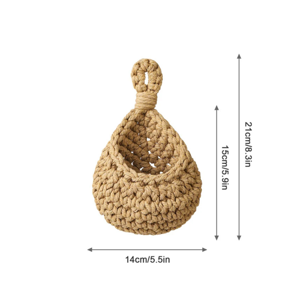 Jute Boho Wall Basket Organizer