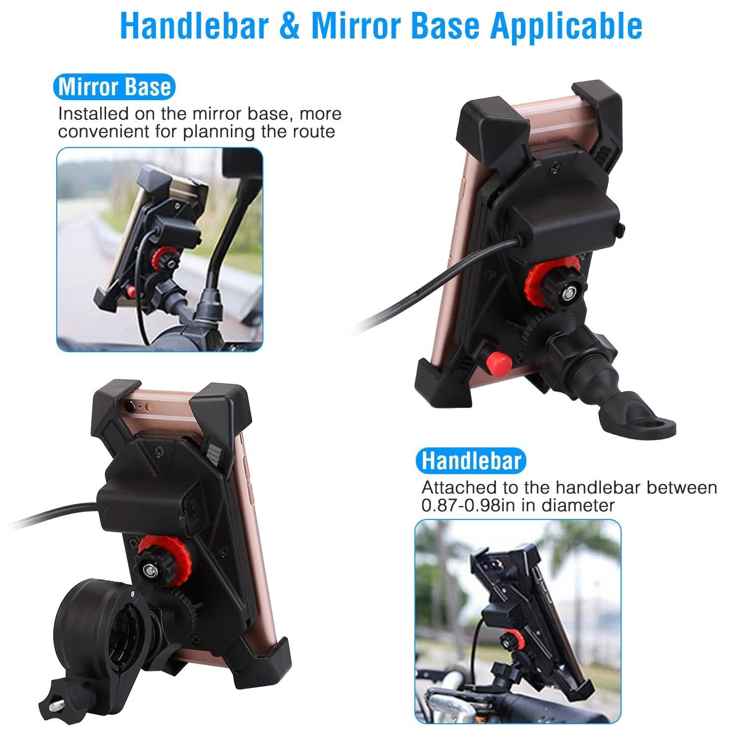 Handlebar Mirror Mobile Phone Holder