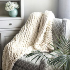 Handmade Chunky Knitted Blanket Microfiber