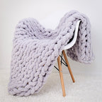 Handmade Chunky Knitted Blanket Microfiber