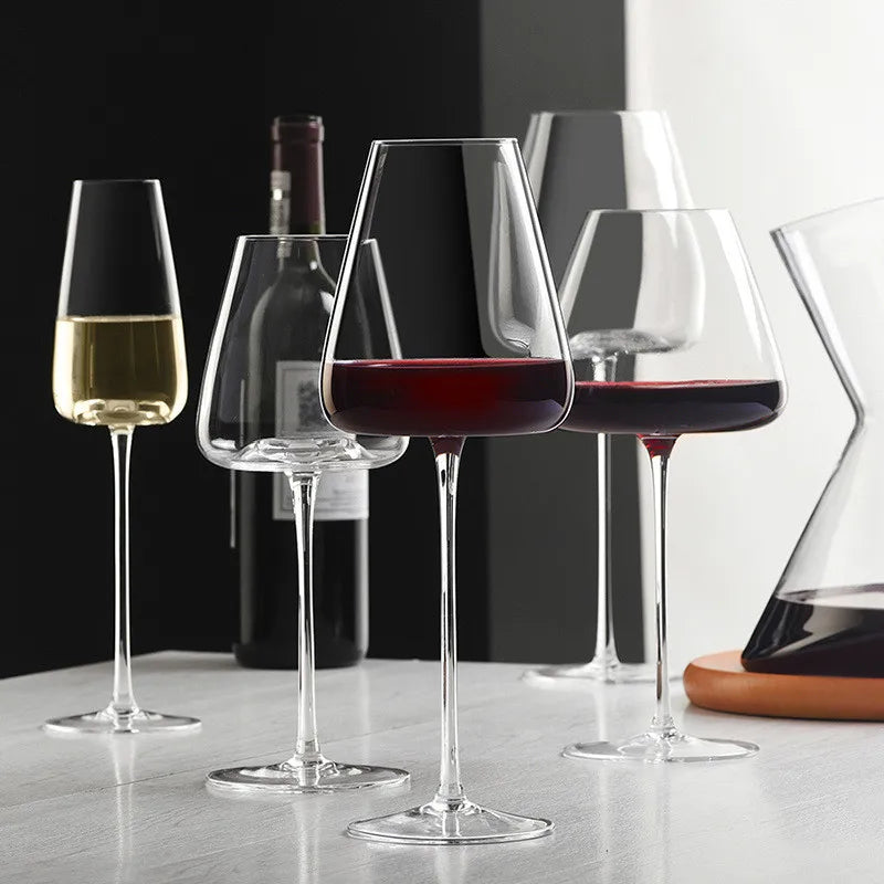 Handmade Wine and Champagne Glasses Set with Refined Design