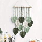 Handwoven Cotton Rope Leaf Tapestry