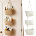 Hanging Basket Organizer with 3 Compartments and Door Hook for Vertical Storage