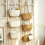 Hanging Basket Organizer with 3 Compartments and Door Hook for Vertical Storage