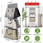 Hanging HandBag Organizer with 6 Pockets Closet Purse Storage