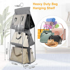 Hanging HandBag Organizer with 6 Pockets Closet Purse Storage