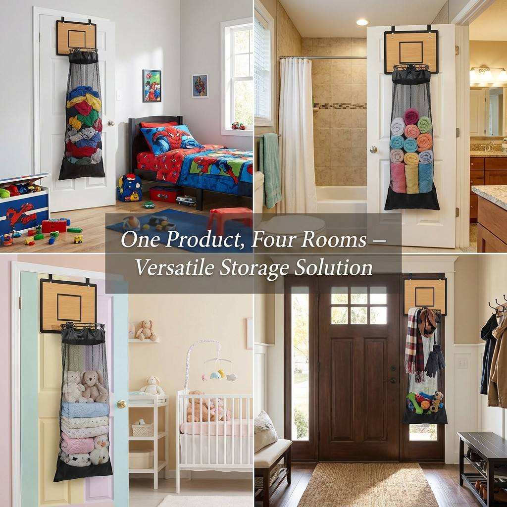 Hanging Storage Organizer | Basketball Hoop Design | For Laundry & Toys
