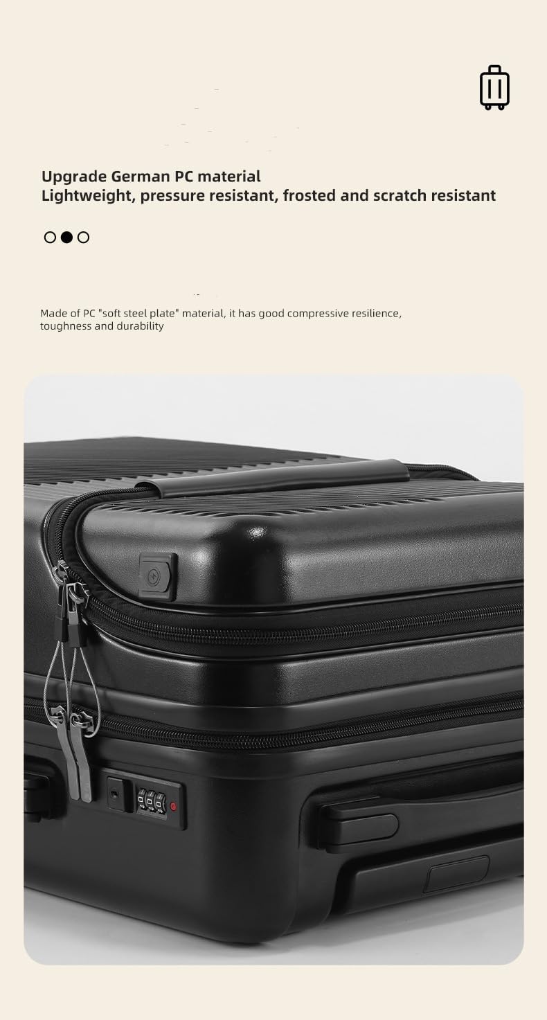 Carry-On Luggage with Drink Holder, USB, and TSA Lock