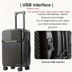 Carry-On Luggage with Drink Holder, USB, and TSA Lock
