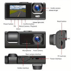 HD 1080P Car Dual Camera with IR Night Vision Loop Recording 2" IPS Screen