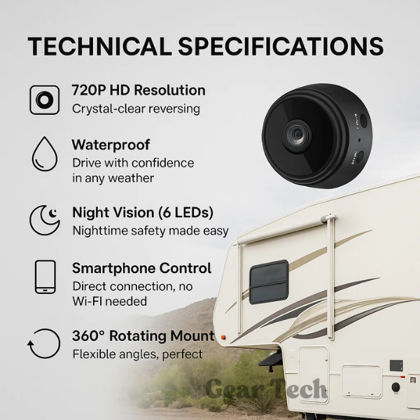 HD Wireless Backup Camera for RVs, Trailers and Trucks with Night Vision