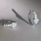 Heart-shaped Synthetic Zirconia Hoop Earrings