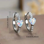 Heart-shaped Synthetic Zirconia Hoop Earrings