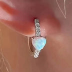 Heart-shaped Synthetic Zirconia Hoop Earrings