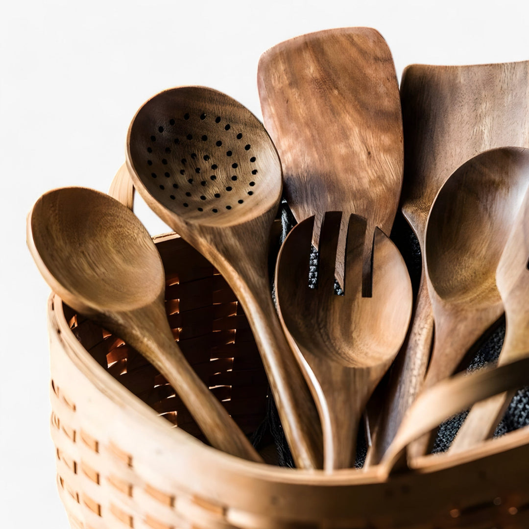 Heat-Resistant Wooden Kitchen Utensil Set