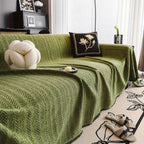 Herringbone Chenille Throw with Tassels for Furniture