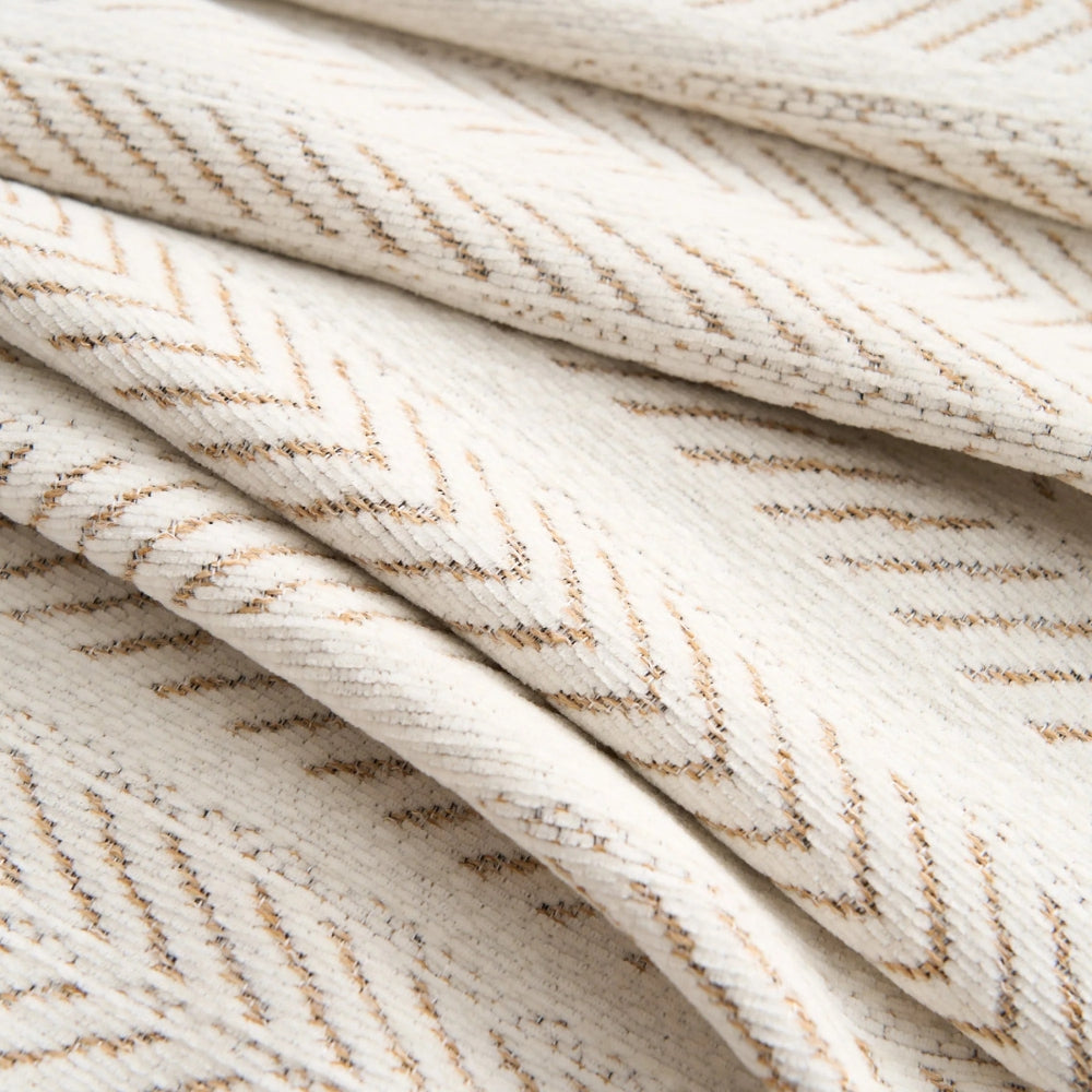 Herringbone Chenille Throw with Tassels for Furniture