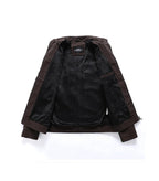 Faux Leather Stand-Up Collar Jacket for Motorcyclists