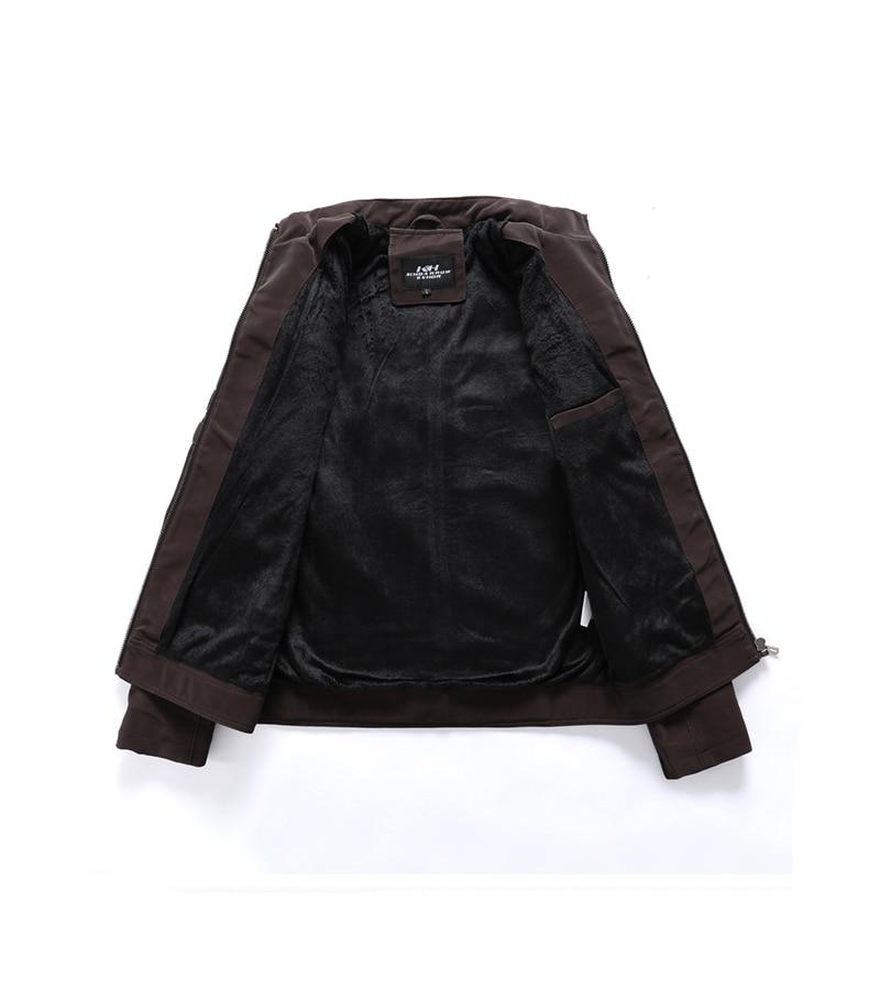Faux Leather Stand-Up Collar Jacket for Motorcyclists