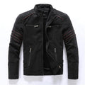 Faux Leather Stand-Up Collar Jacket for Motorcyclists