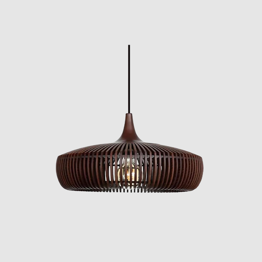 Solid Wood Slatted Pendant Light - Japandi Style