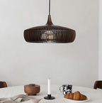 Solid Wood Slatted Pendant Light - Japandi Style