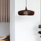 Solid Wood Slatted Pendant Light - Japandi Style