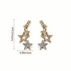 Hollow Star Earrings Zinc Alloy with Rhinestone Accents